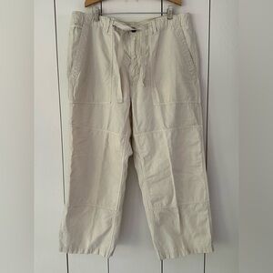 Banana Republic Men's Dockside Pants Linen Blend Sz 36 Short Cream